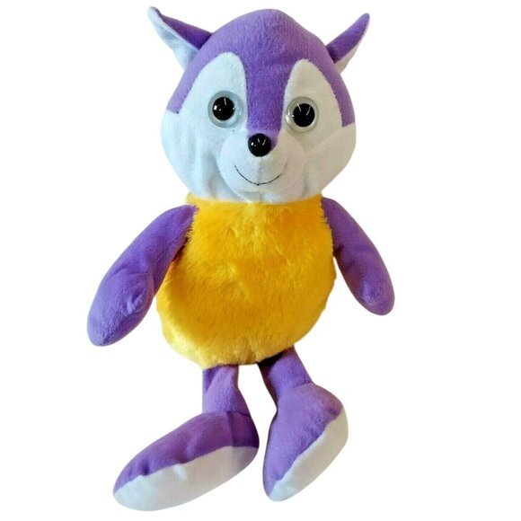 Kellytoy Fox Plush Purple White Fuzzy Yellow Body Stuffed Animal Toy 16 in - Picture 1 of 9